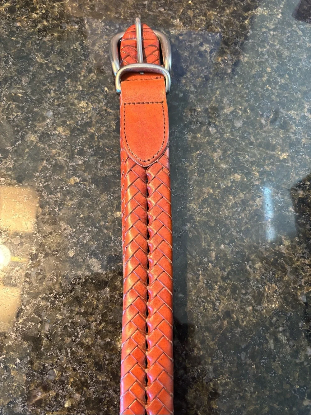 Coach Woven Leather Belt in Chestnut Brown - Picture 3 of 4